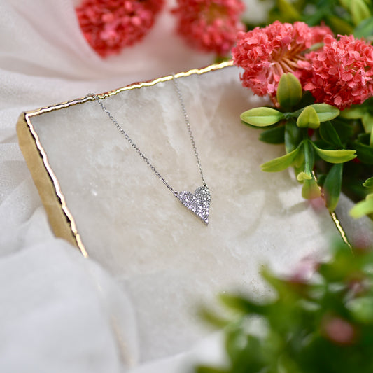 Pave Diamond Elongated Heart Necklace