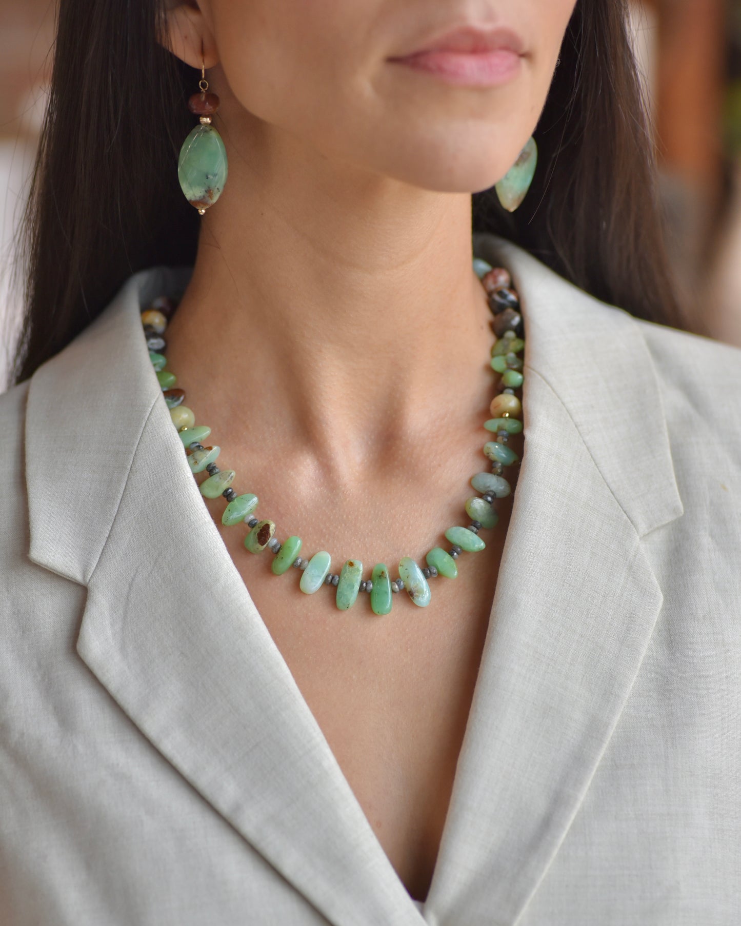 Amazonite and Chrysoprase Earrings