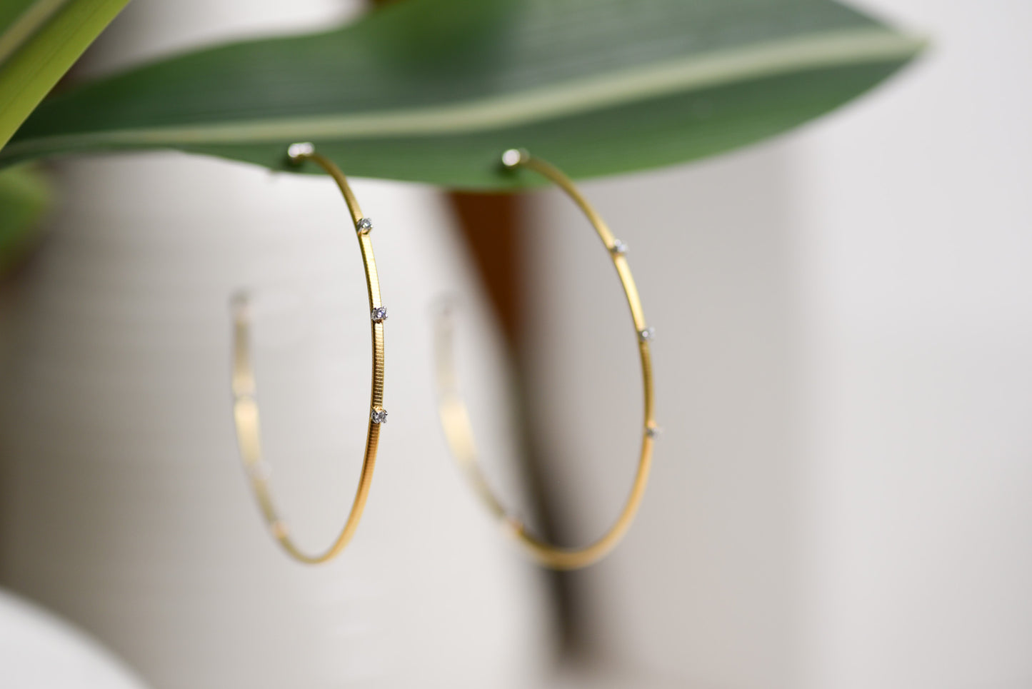 Two-Tone CZ Hoops