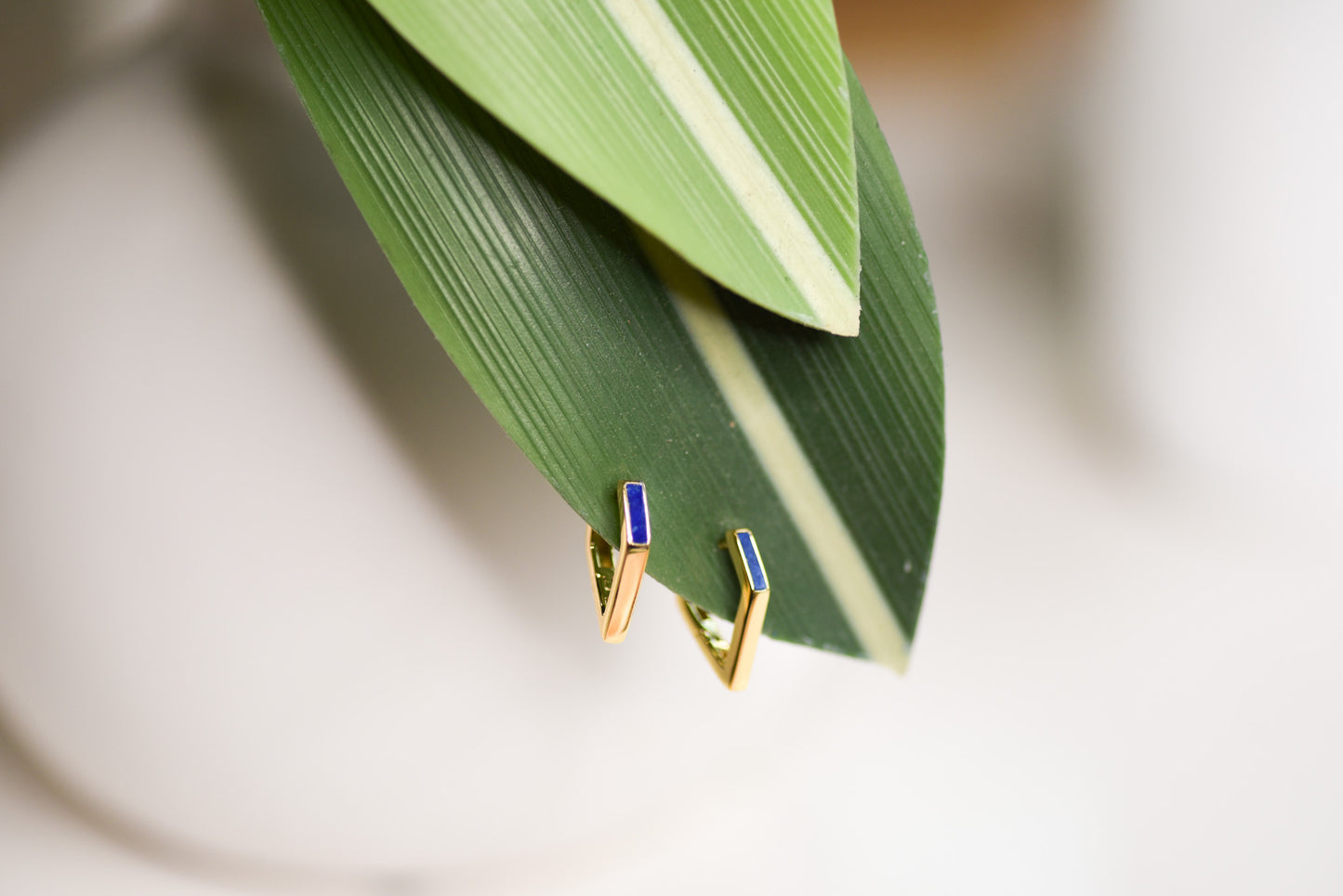 Angular Hoop Earrings - Malachite or Lapis