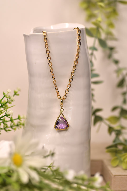 Trillion Cut Amethyst Necklace