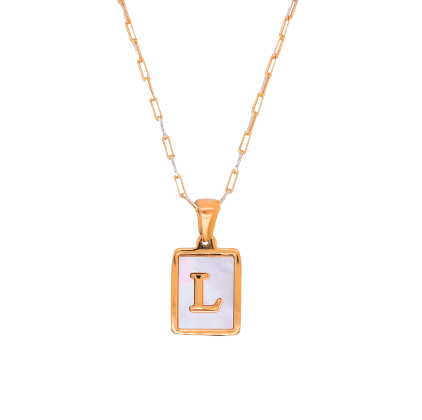 Large Mother of Pearl Initial Necklace