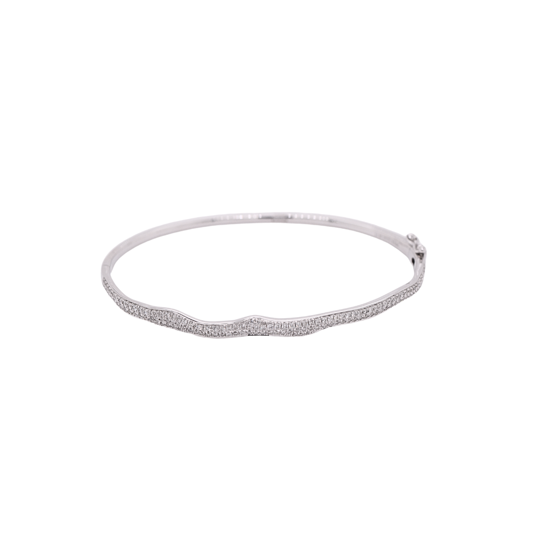 14KT White Gold Diamond Pave Bangle