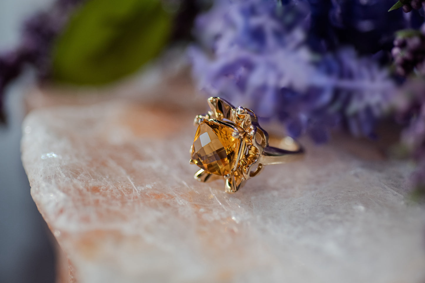 Cushion Cut Citrine Ring