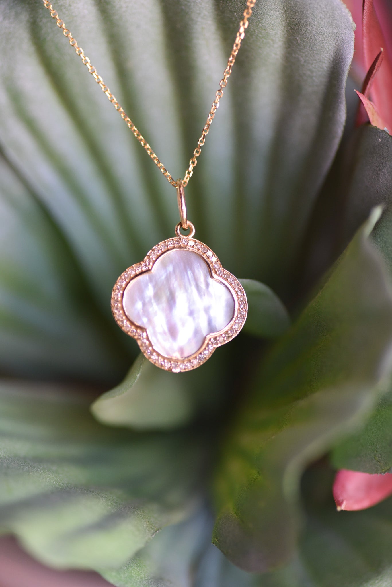 Mother of Pearl and Diamond Bloom Necklace