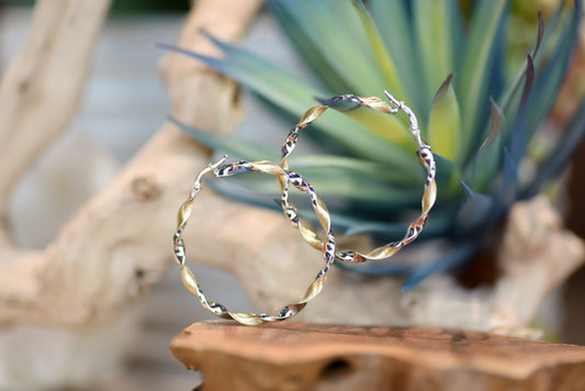 Two Tone Twisted Hoops