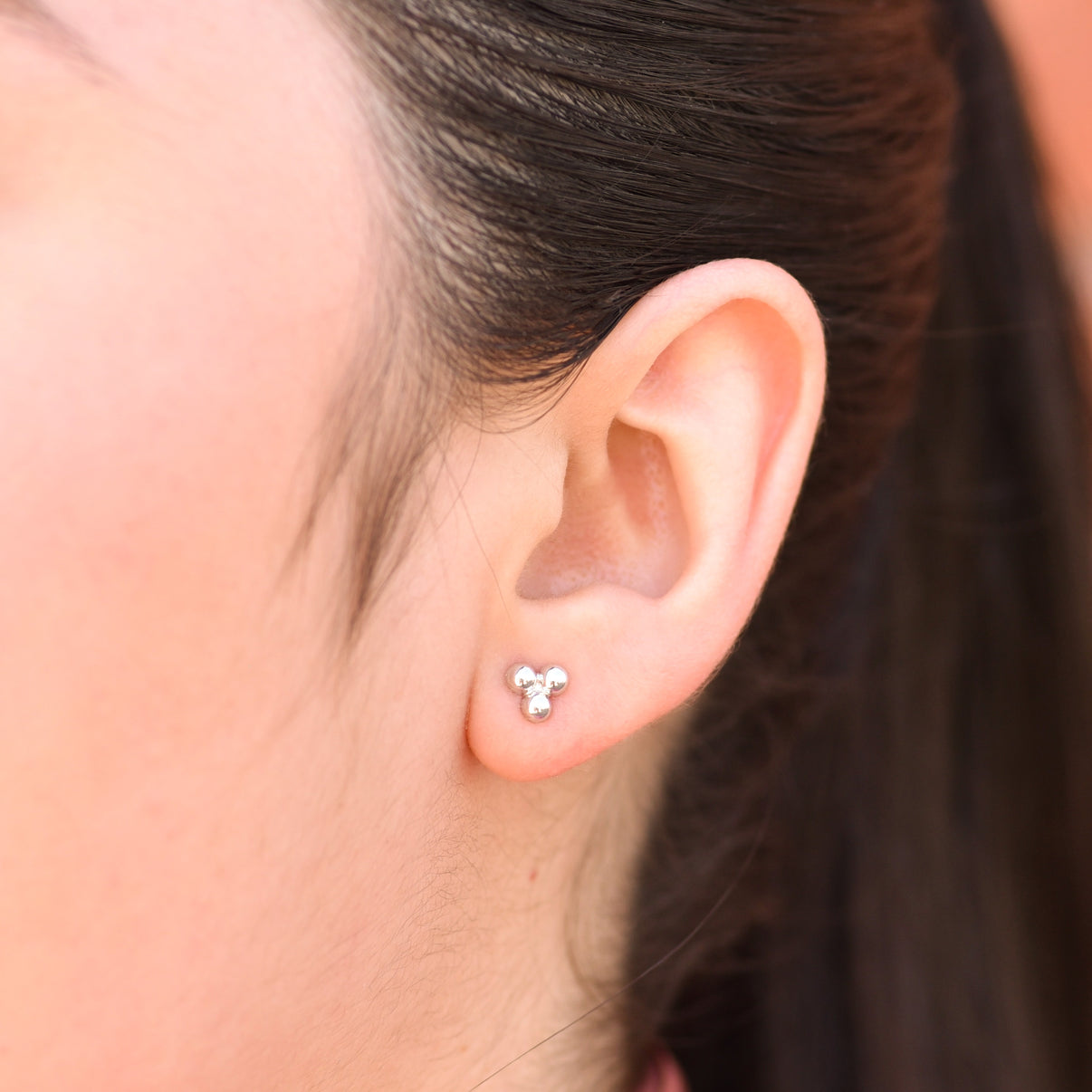 Triple Ball Studs 14K Yellow or White Gold Fine Jewelry Design