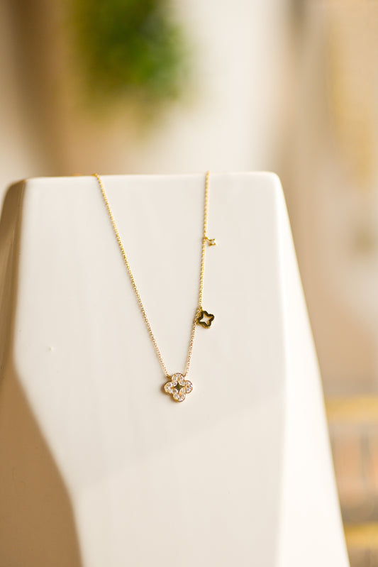 Diamond Bloom Trio Necklace