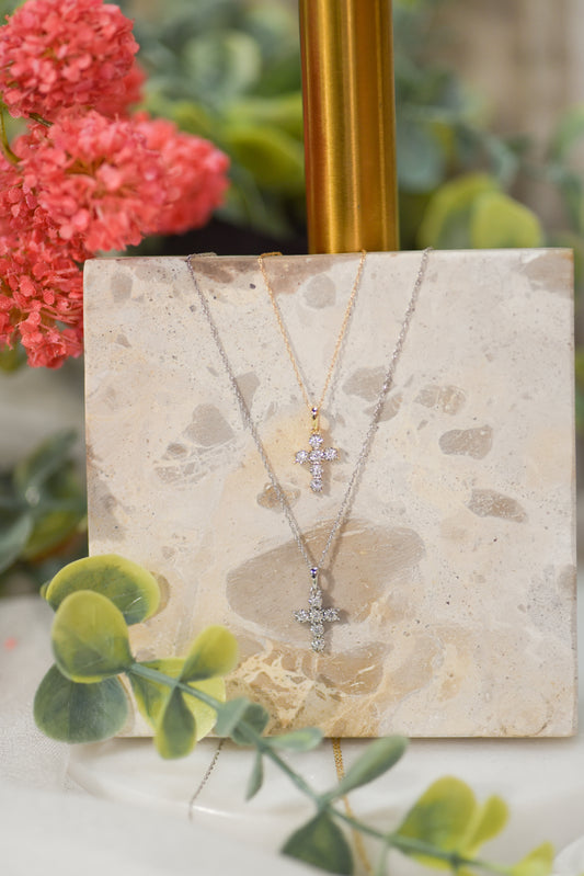 Petite Cross Diamond Necklace