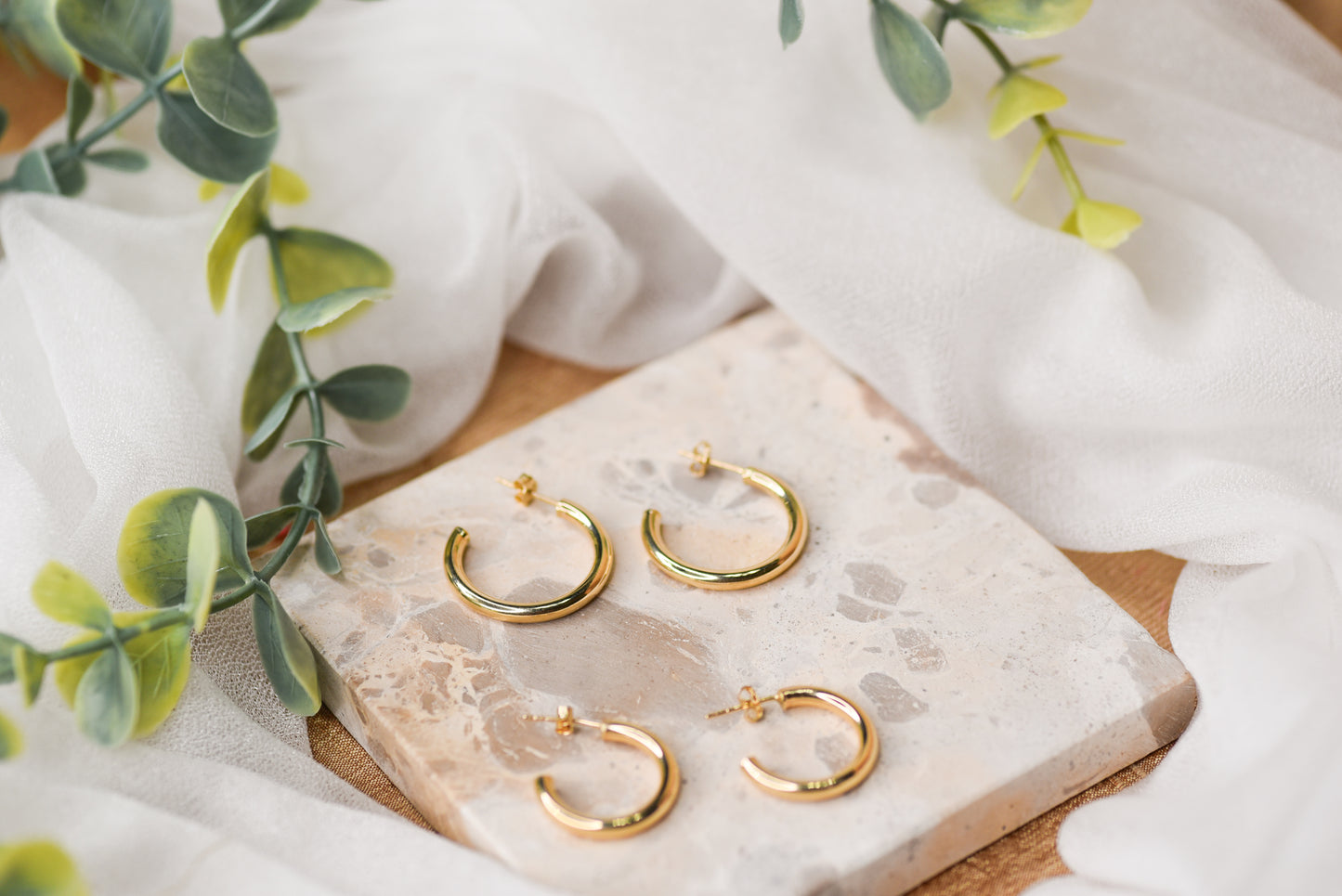 14KT Yellow Gold Hoop Earrings with Posts