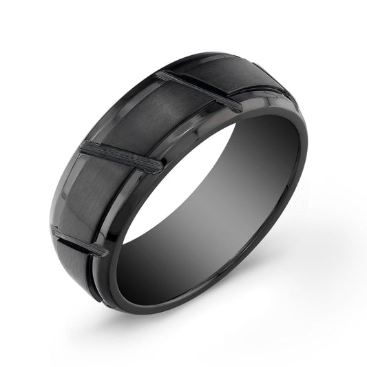 Black Stainless Steel Striped Band