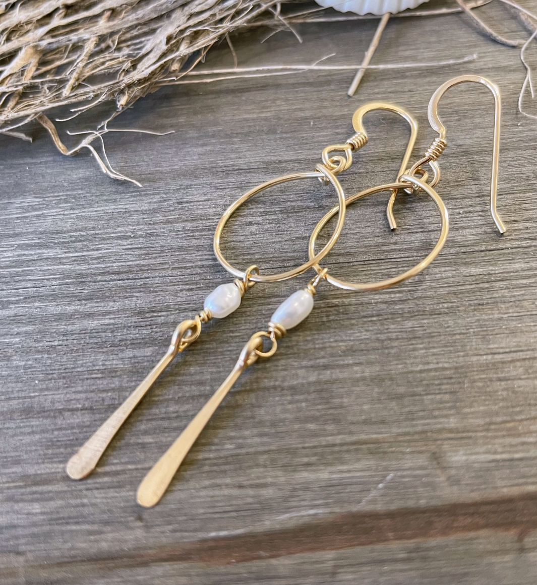 Baby Hoop Pearl Spike Earrings