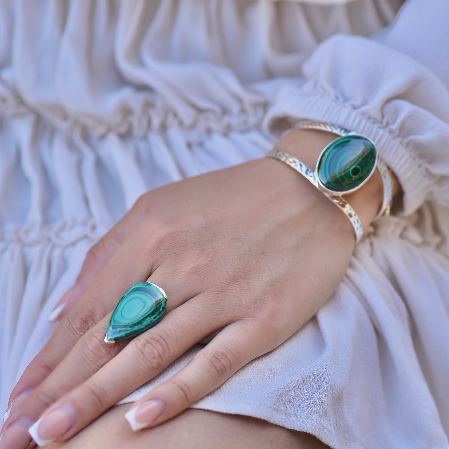 Sterling Silver Malachite Cuff