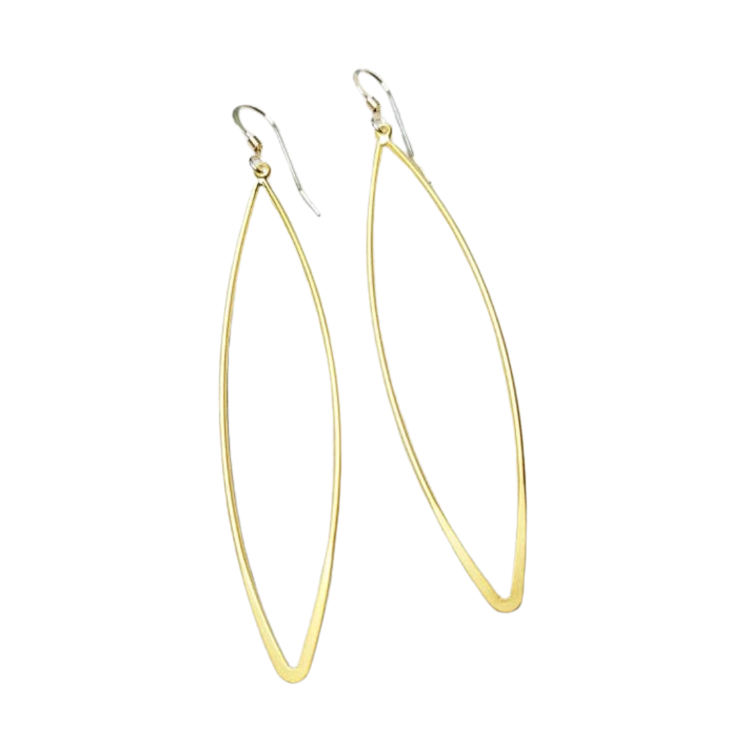 Matte Gold Long Marquis Earrings