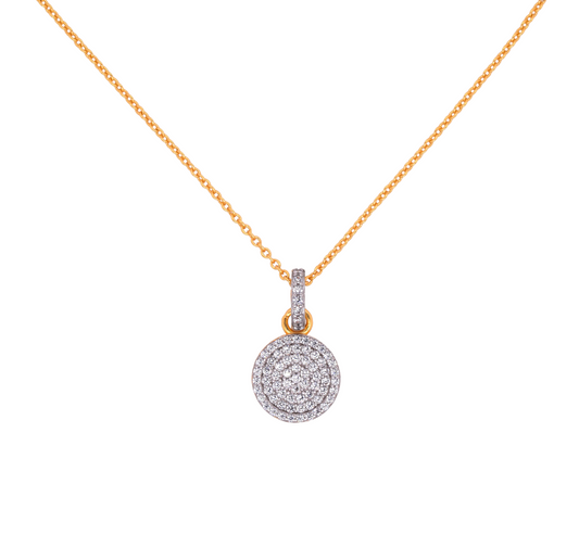 Pave Round Disc Necklace