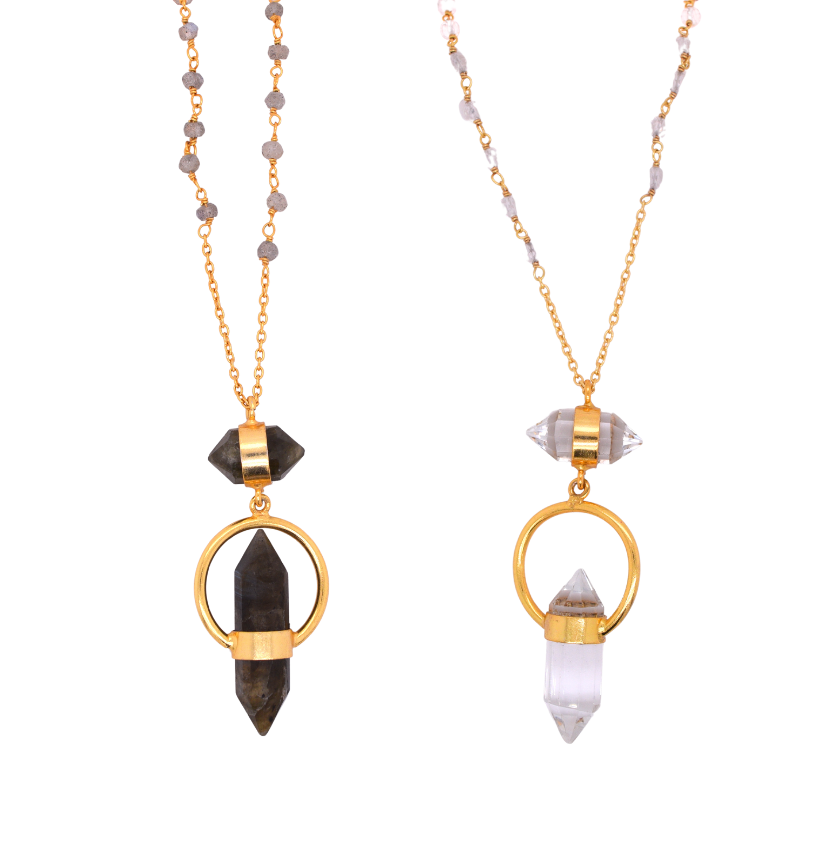 Double Crystal Point Necklace
