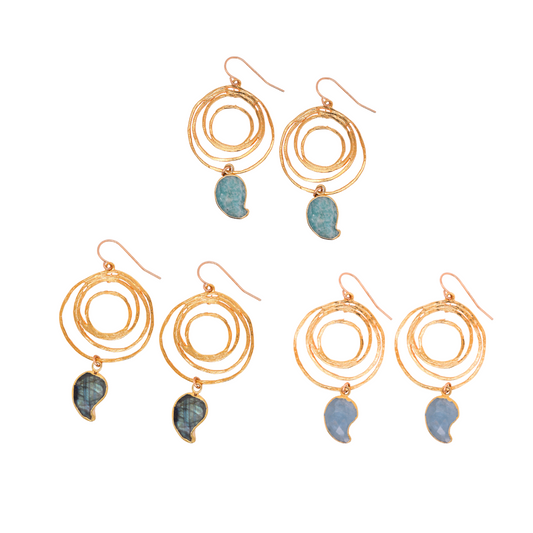 Multi Circle Gemstone Drop Earrings