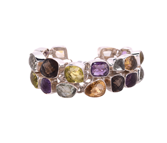 Multi-Colored Gemstone Double Bracelet