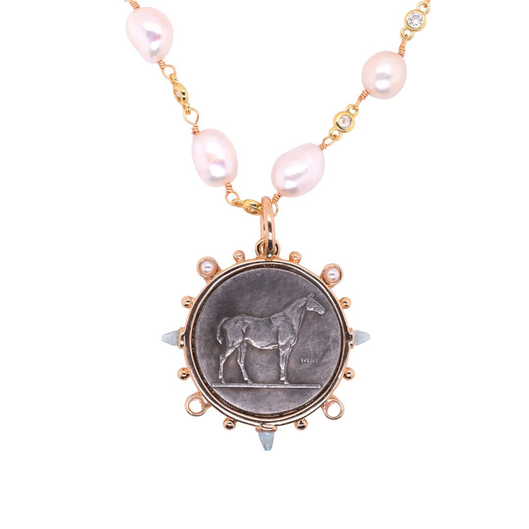 Equestrian Horse Coin Necklace