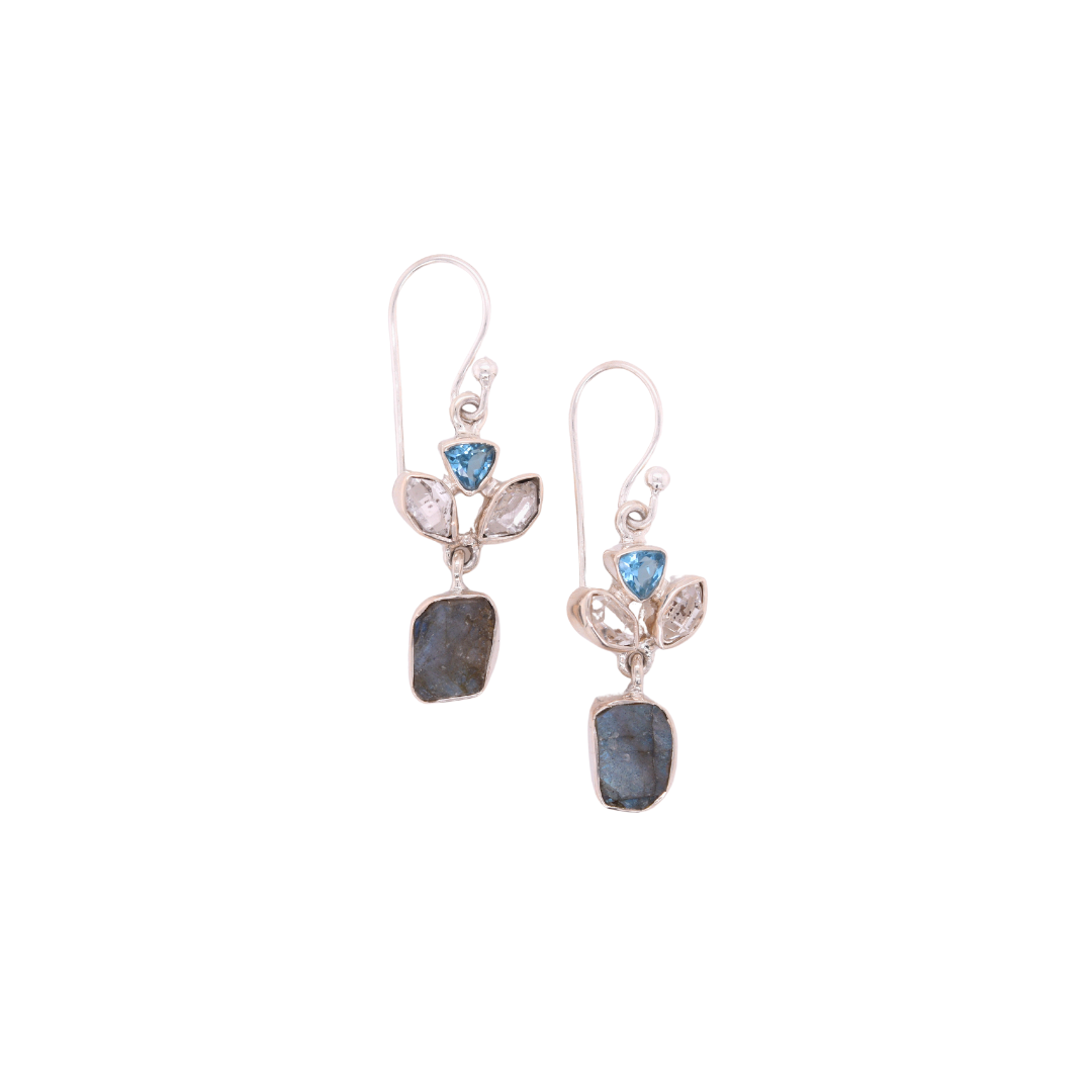 Labradorite & Swiss Blue Topaz Earrings