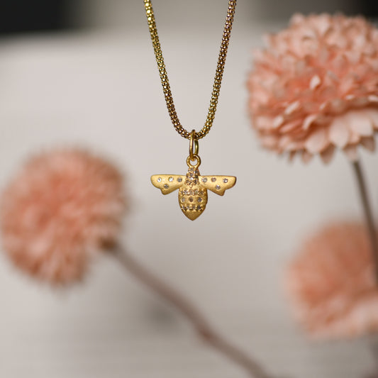 FINAL SALE: Vermeil + Diamond Bee Necklace