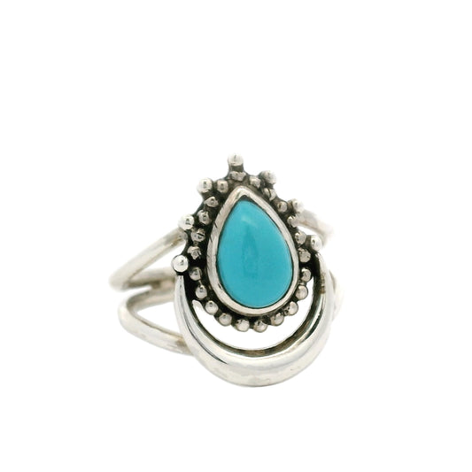 Sterling Silver Petite Pear Turquoise Ring