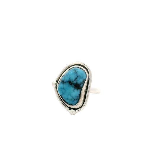 Sterling Silver Dainty Organic Shape Turquoise Ring