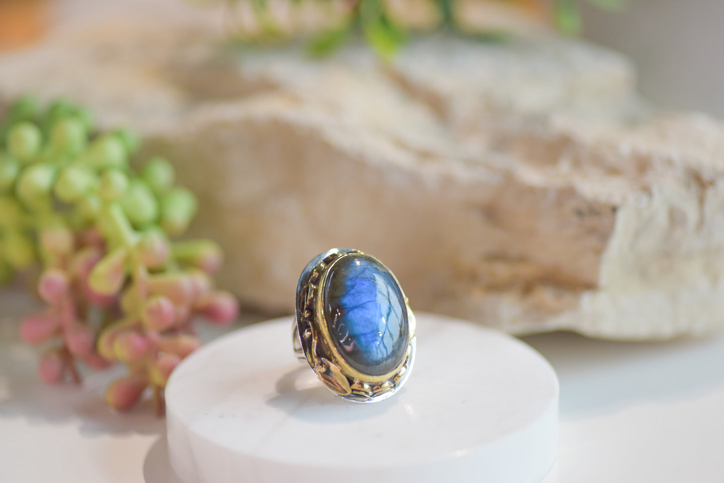 Bold Blue Labradorite Ring
