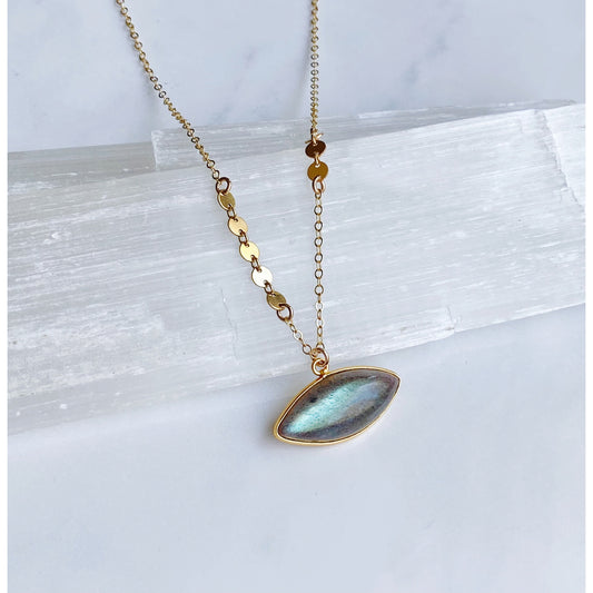 Labradorite Marquise Pendant Necklace