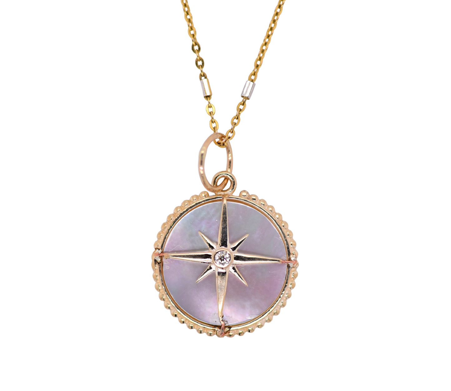 Mother of Pearl and Diamond North Star Necklace