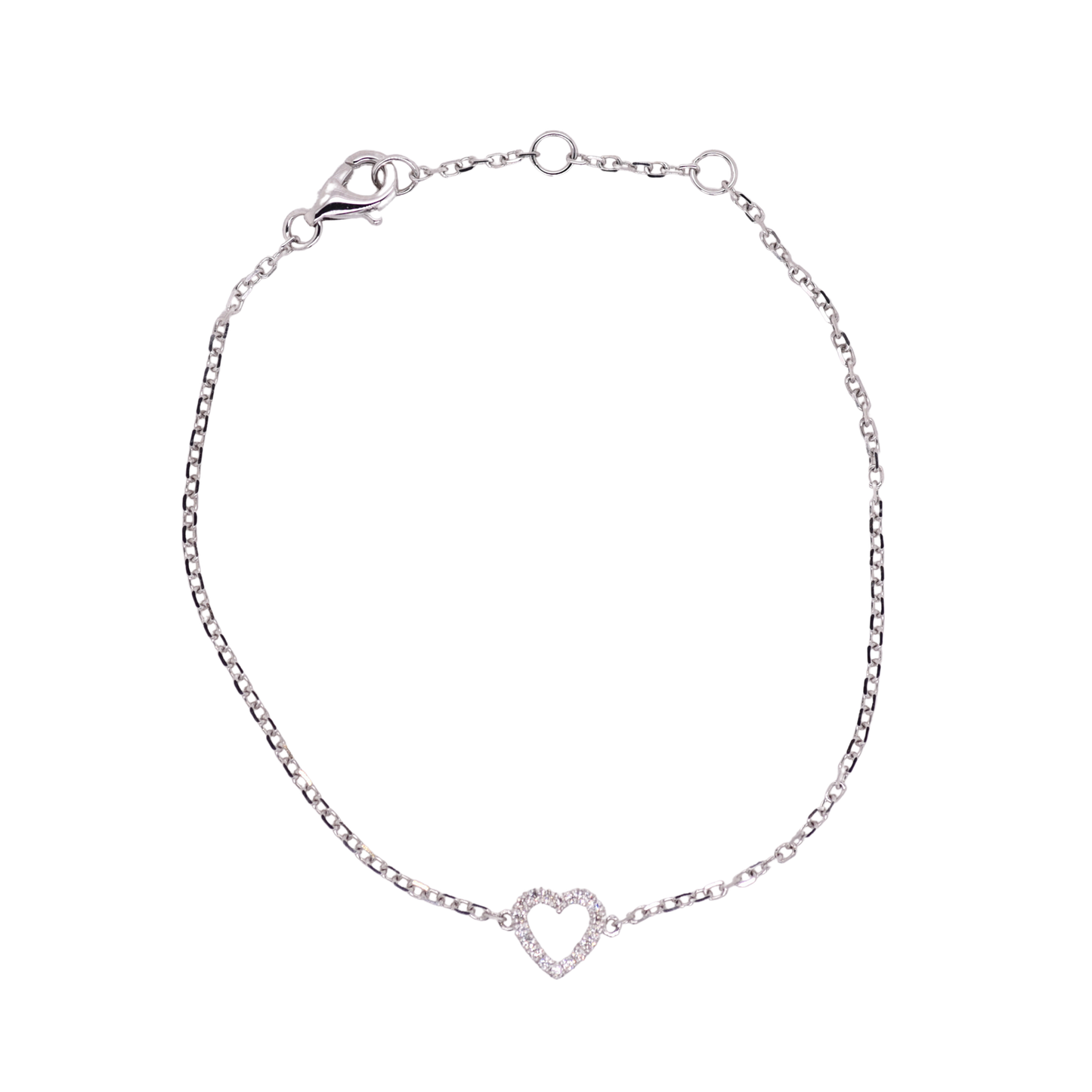 Open Diamond Heart Bracelet