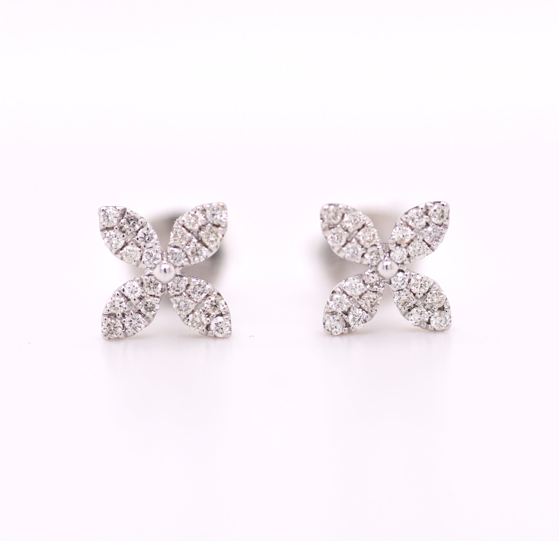 14K Yellow or White Gold Floral Inspired Earring Studs, Fine Jewelry