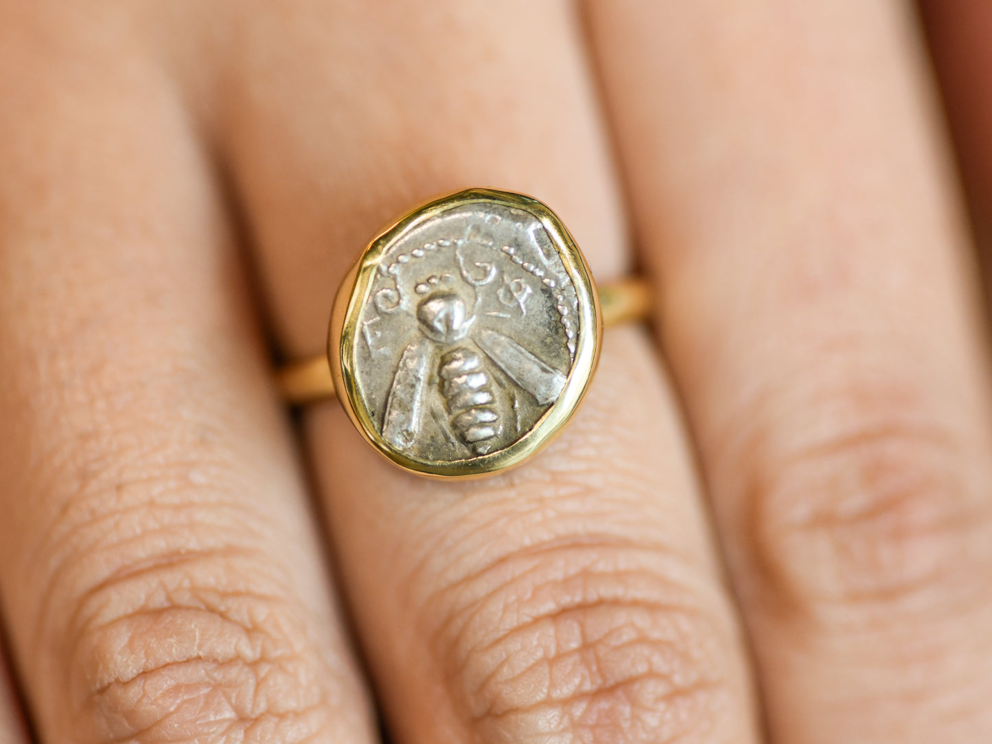 Ancient Greek Bee Coin Ring