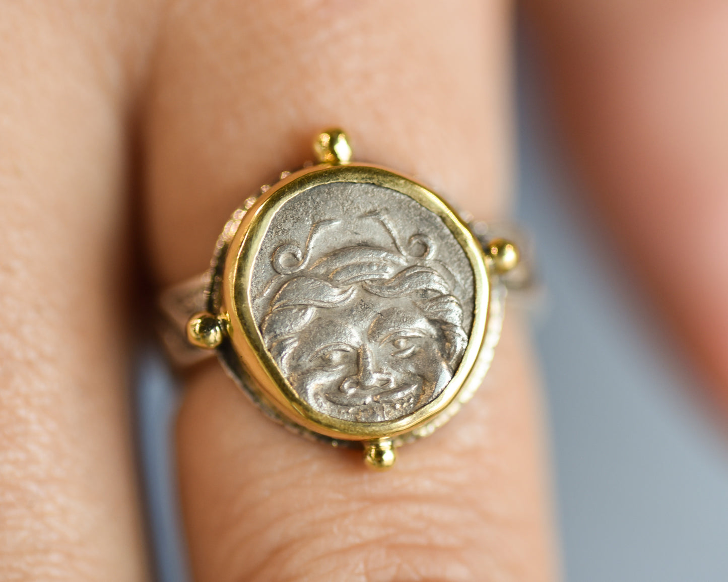 Ancient Greek Hemidrachma Coin Ring