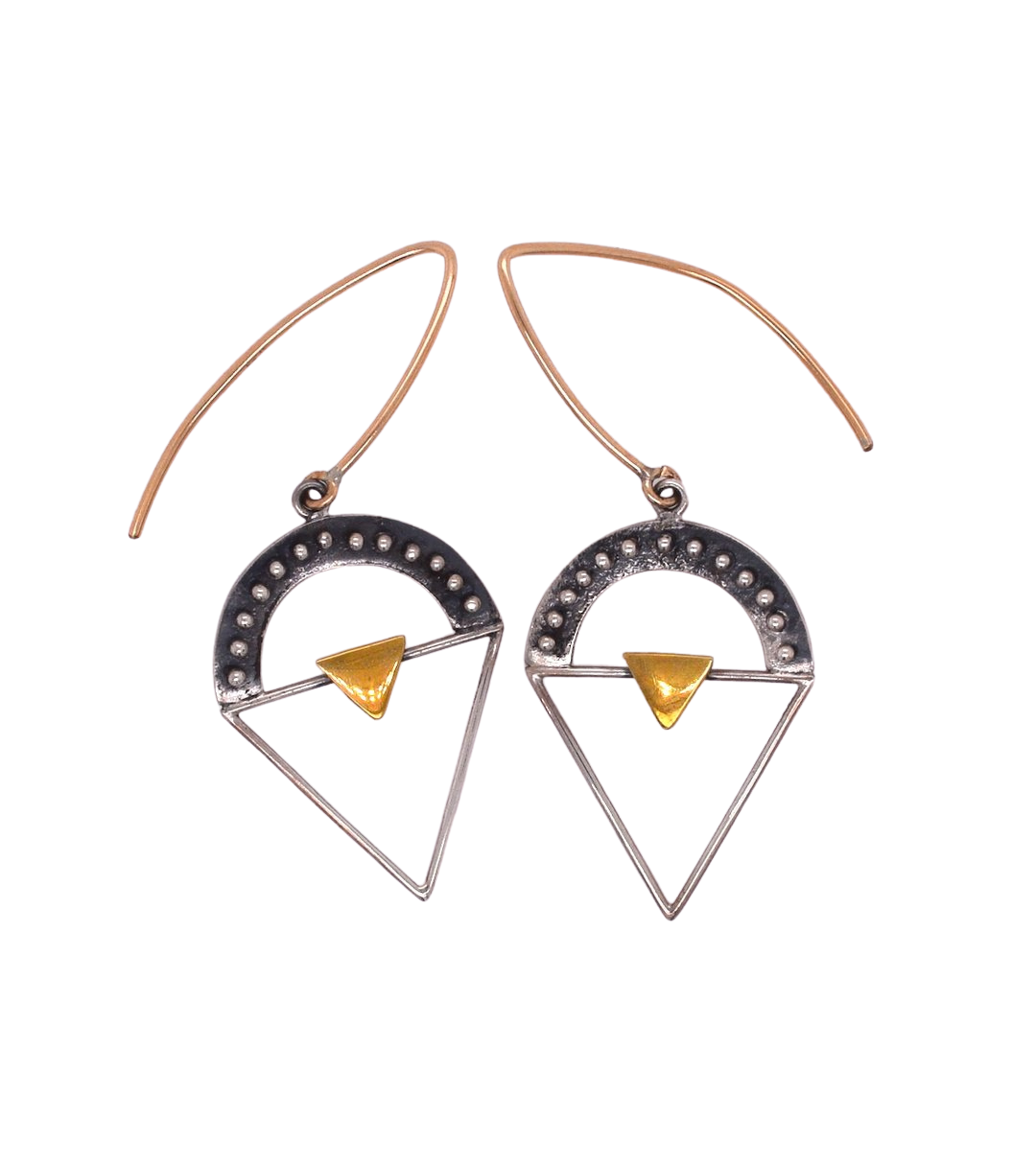 FINAL SALE: Two Tone Abstract Triangle Threader Earrings