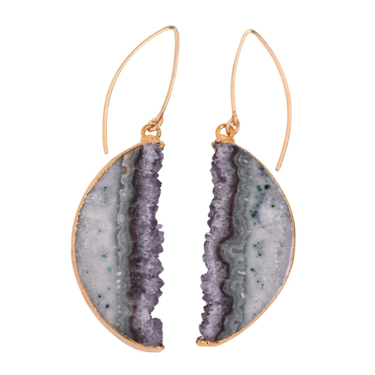 Half Moon Agate Slice Earrings