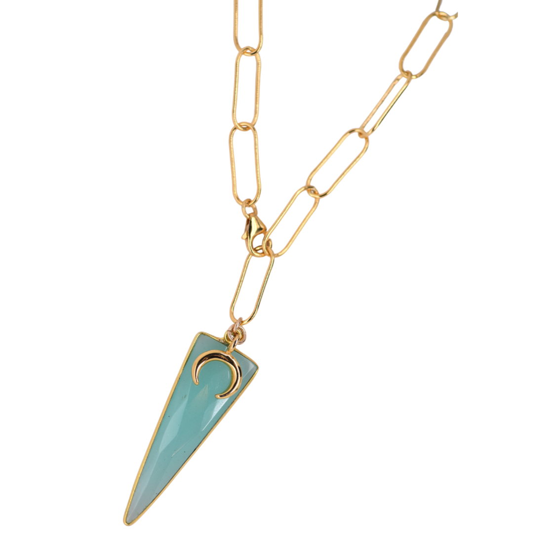 Chalcedony Moon Charm Necklace
