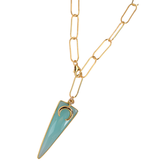 Chalcedony Moon Charm Necklace