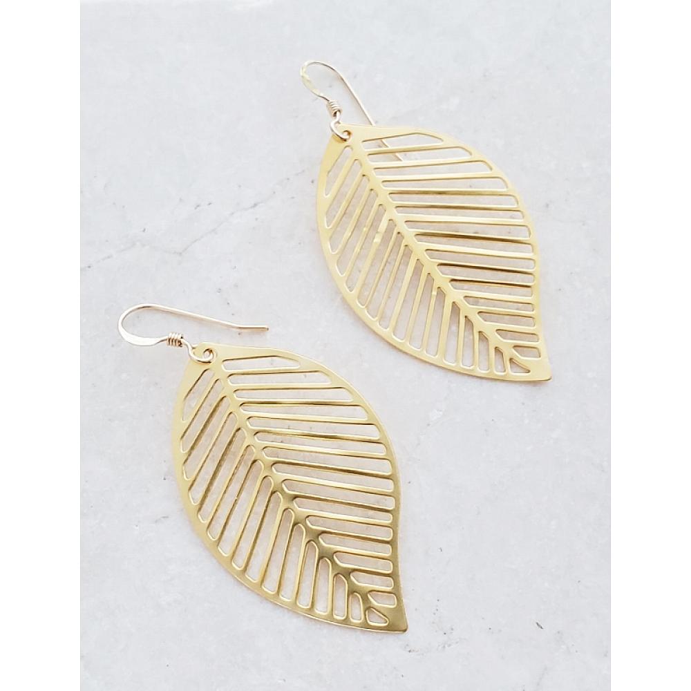 Matte Gold Leaf Earrings
