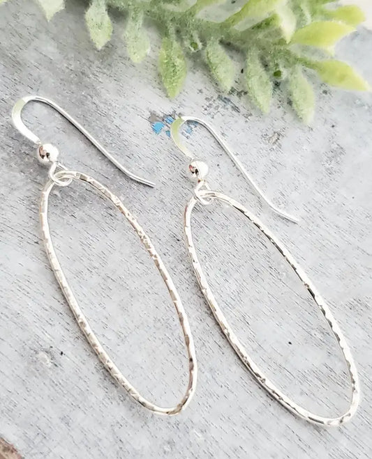 Hammered Oval Drop Earrings