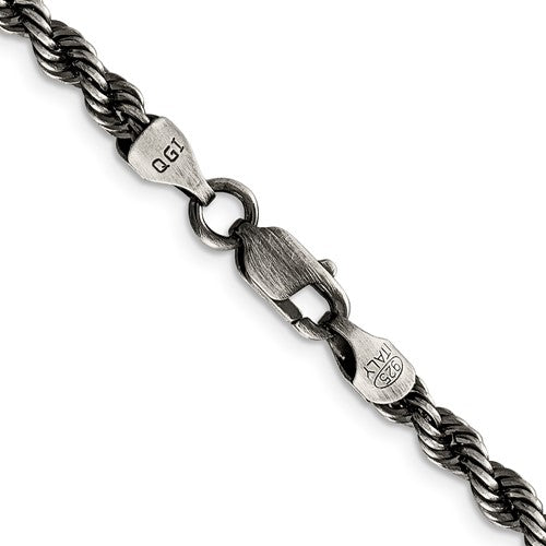 Men's Ruthenium-Plated Rope Chain