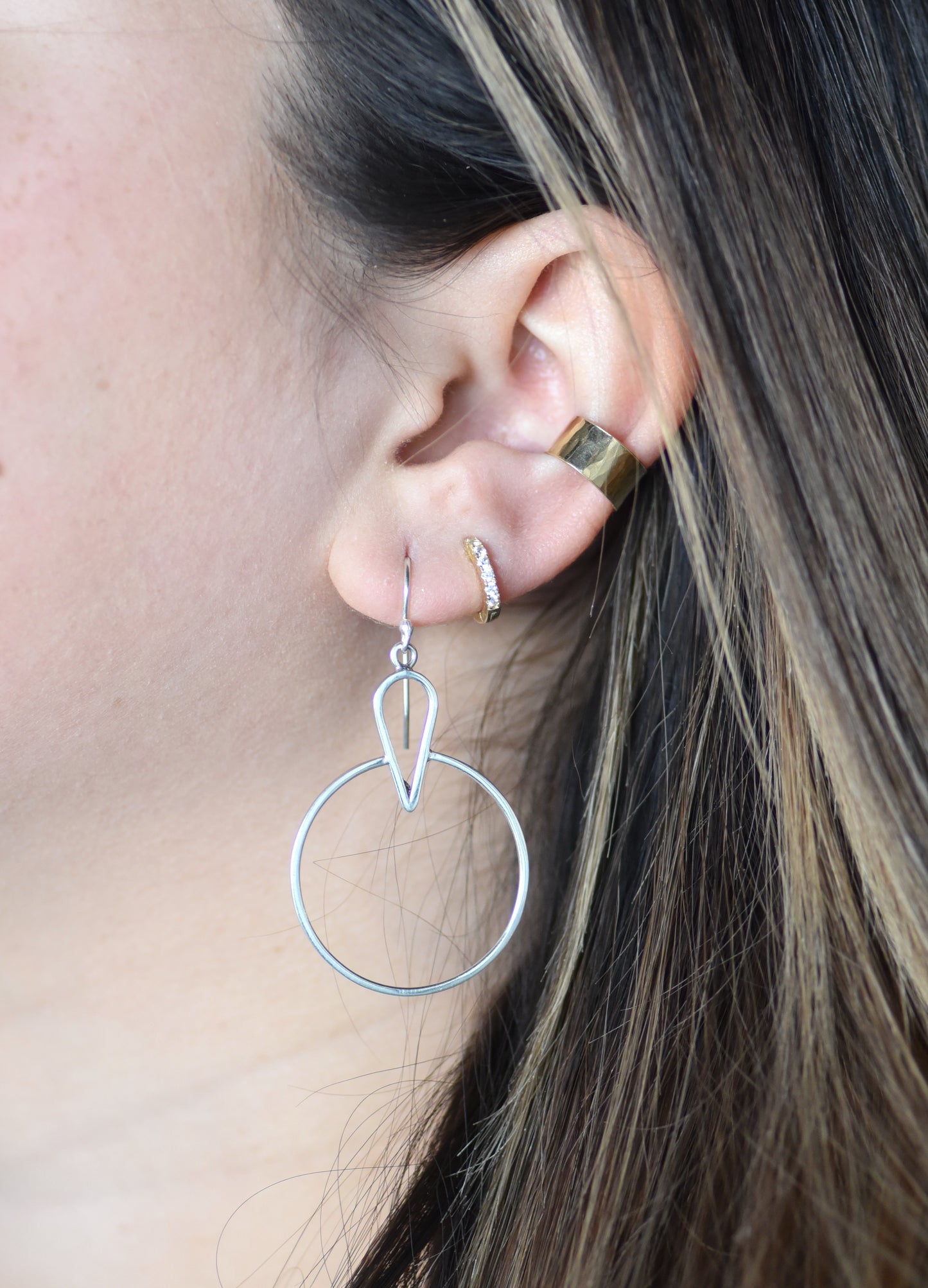 Pierced Circle on Hook Threader Earrings
