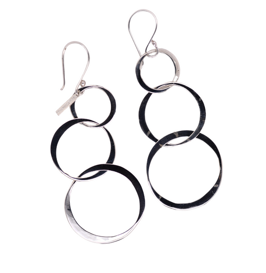 Triple Forged Circles Sterling Silver Earrings